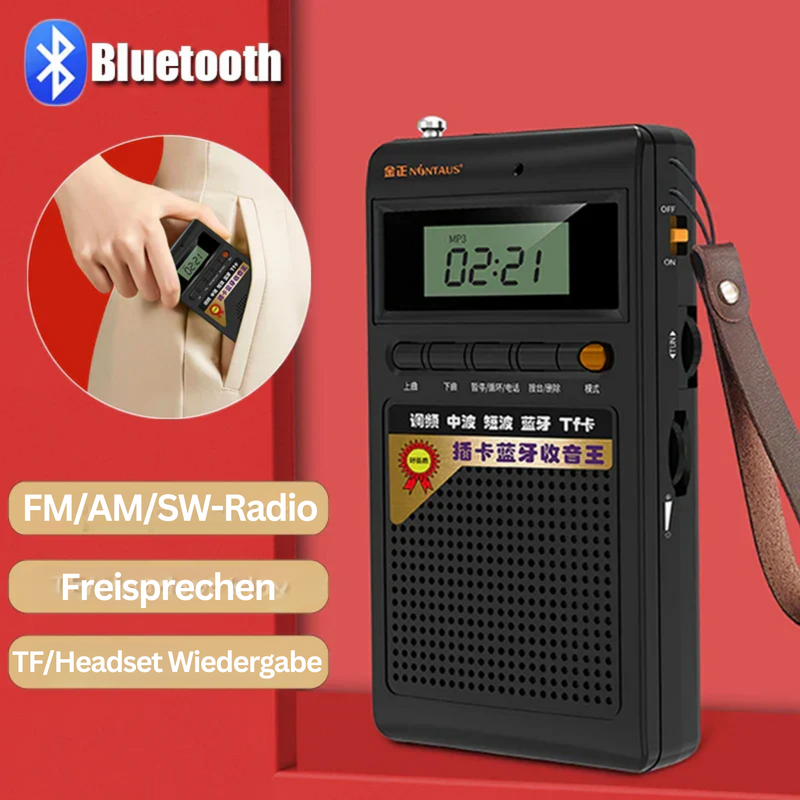 Bluetooth-Radio | AM FM Kompakt Vielseitig MP3 Kopfhörer Antenne-Luzern Mode
