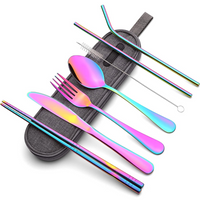 Reisebesteckset | Kompakt Praktisch 5-teilig Edelstahl mit Hülle-Regenbogen-Luzern Mode