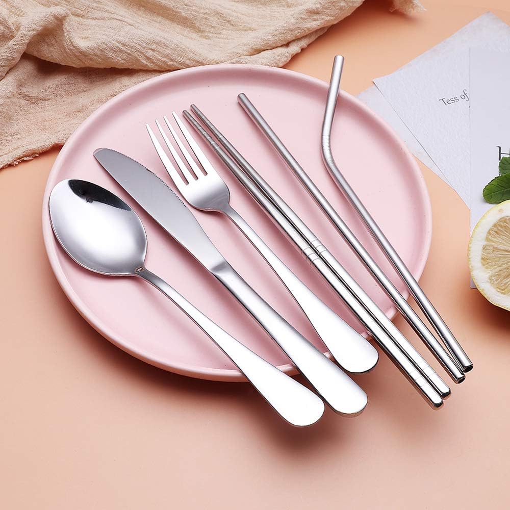 Reisebesteckset | Kompakt Praktisch 5-teilig Edelstahl mit Hülle-Luzern Mode