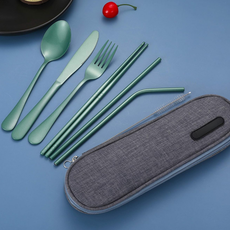 Reisebesteckset | Kompakt Praktisch 5-teilig Edelstahl mit Hülle-Luzern Mode