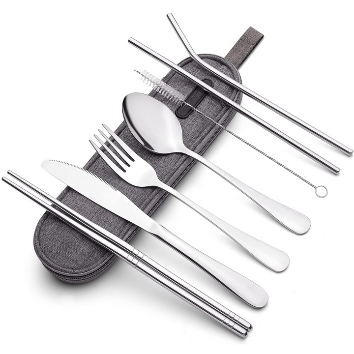 Reisebesteckset | Kompakt Praktisch 5-teilig Edelstahl mit Hülle-Silber-Luzern Mode