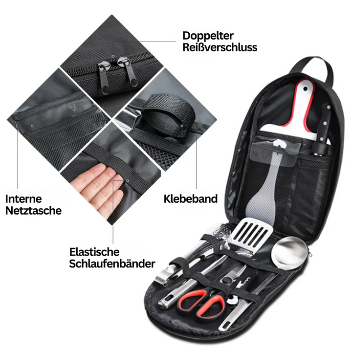 Outdoor-Kochset | 9-teilig Kompakt Langlebig Leicht Vielseitig-Luzern Mode