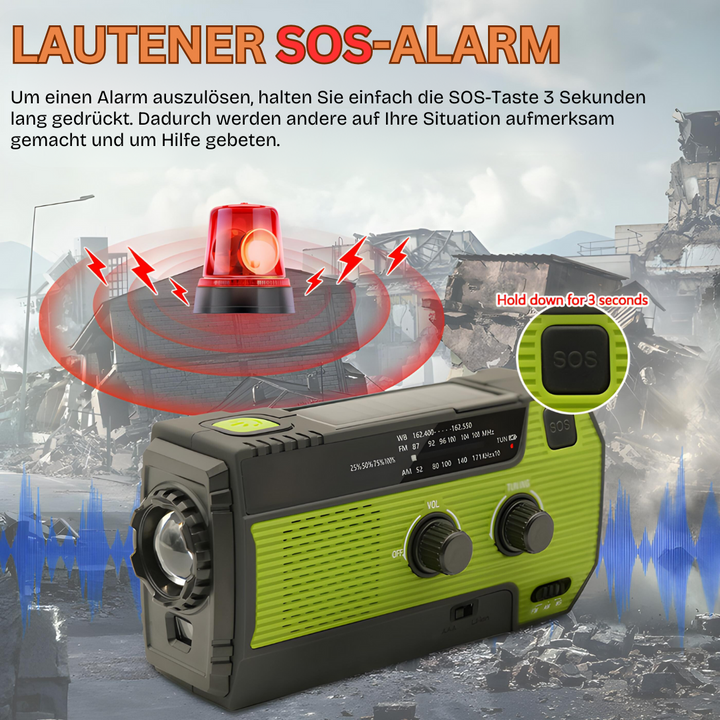 Notfallradio | Aufladbar Solarenergie Vielseitig AM FM Tragbar Kompakt-Luzern Mode