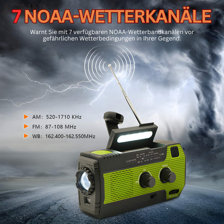 Notfallradio | Aufladbar Solarenergie Vielseitig AM FM Tragbar Kompakt-Luzern Mode
