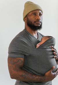 Vater-Baby Trage T-Shirt für Komfort und Nähe-Papa-Grau-S-Luzern Mode