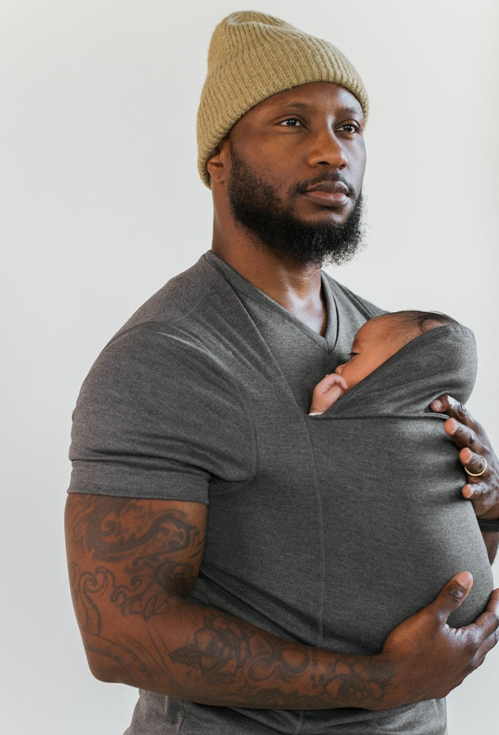 Vater-Baby Trage T-Shirt für Komfort und Nähe-Papa-Grau-S-Luzern Mode