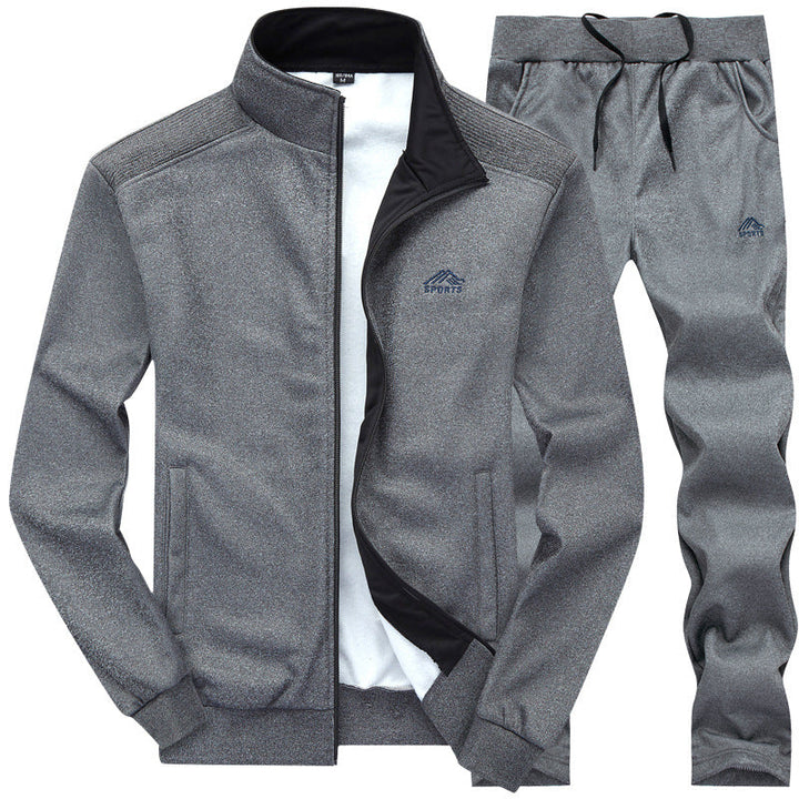 Herren Sportanzug Set - Trainingsanzug für Fitness & Freizeit-Dunkelgrau-L-Luzern Mode