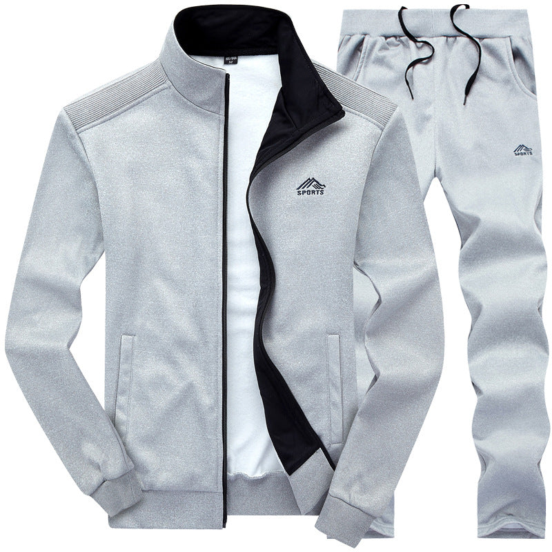 Herren Sportanzug Set - Trainingsanzug für Fitness & Freizeit-grau-L-Luzern Mode