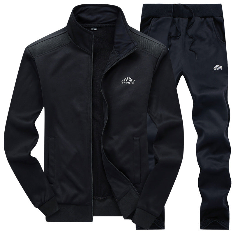 Herren Sportanzug Set - Trainingsanzug für Fitness & Freizeit-Schwarz-L-Luzern Mode