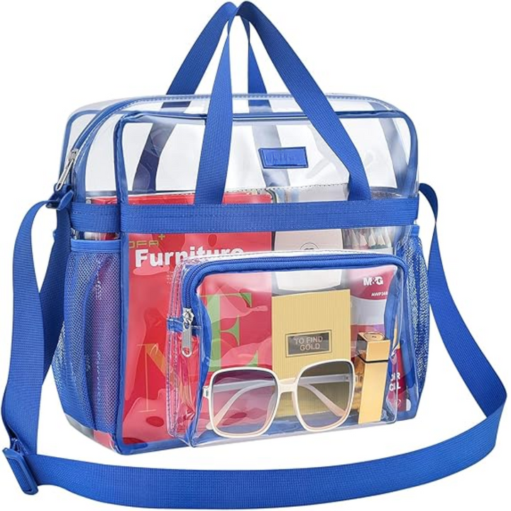 Durchsichtige Kosmetiktasche mit Reißverschluss und Fächern-Blau-Luzern Mode