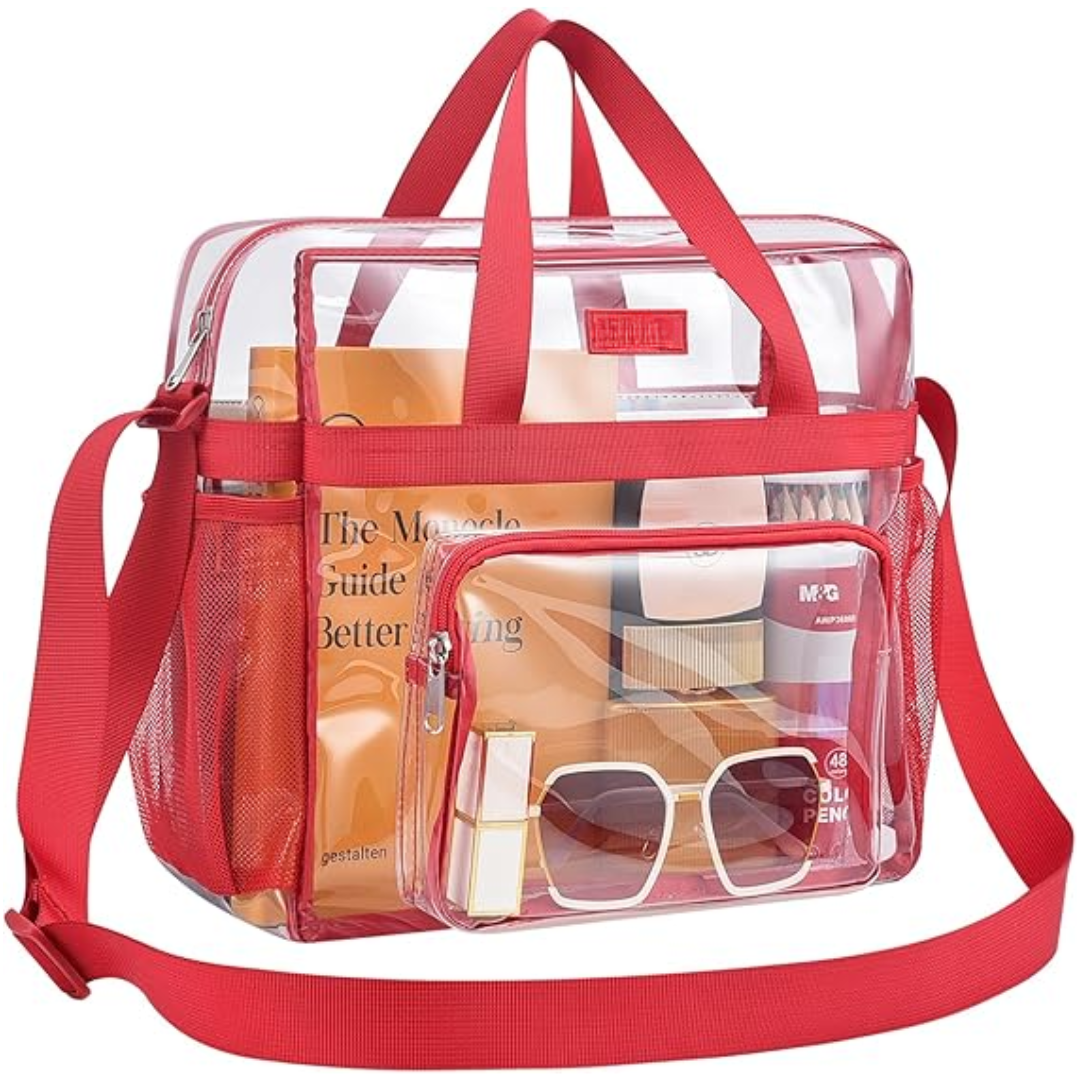 Durchsichtige Kosmetiktasche mit Reißverschluss und Fächern-Rot-Luzern Mode