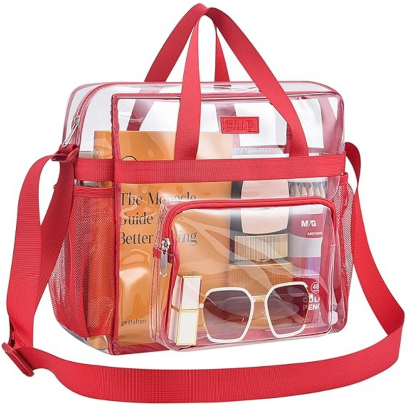 Durchsichtige Kosmetiktasche mit Reißverschluss und Fächern-Rot-Luzern Mode