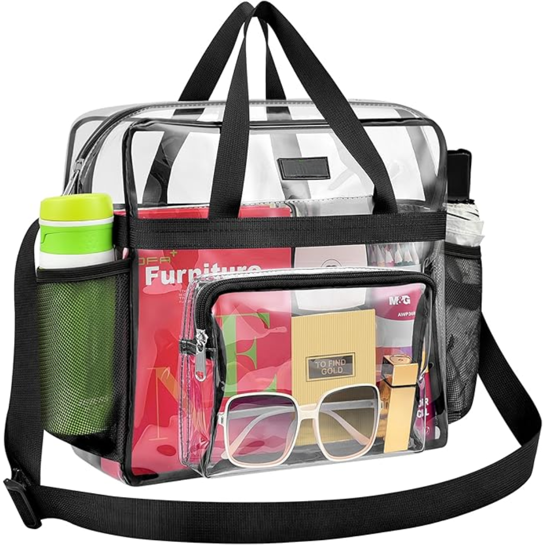 Durchsichtige Kosmetiktasche mit Reißverschluss und Fächern-Schwarz-Luzern Mode
