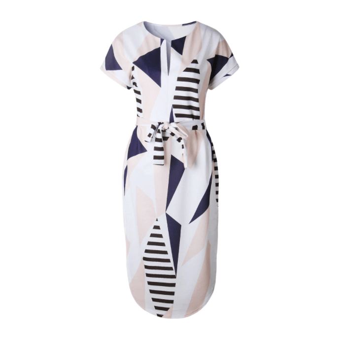 Sommer Midikleid Damen | Asymmetrisch | Taillengürtel | Blumen | Luftig-Luzern Mode