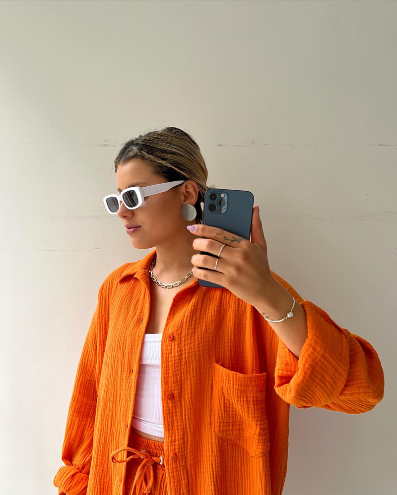 Damen Zomerset | Baumwolle | 2-teilig | Kurz | Bluse | Locker sitzend-Luzern Mode