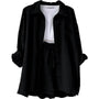 Damen Zomerset | Baumwolle | 2-teilig | Kurz | Bluse | Locker sitzend-Schwarz-S-Luzern Mode