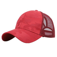 Damen Cap mit Zopföffnung | Sommer Baseballcap | Verstellbar | Atmungsaktiv-Rot-Luzern Mode