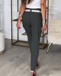 Damen Stretchhose mit Hohem Bund und Bequemer Passform-Luzern Mode