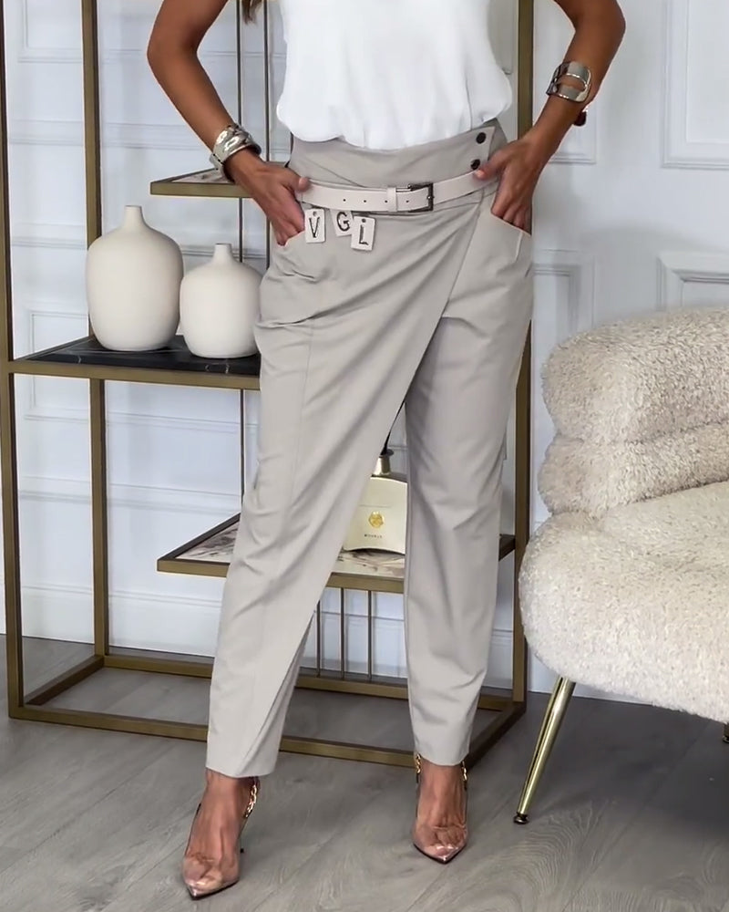 Damen Stretchhose mit Hohem Bund und Bequemer Passform-Luzern Mode