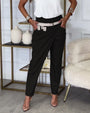 Damen Stretchhose mit Hohem Bund und Bequemer Passform-Schwarz-S-Luzern Mode