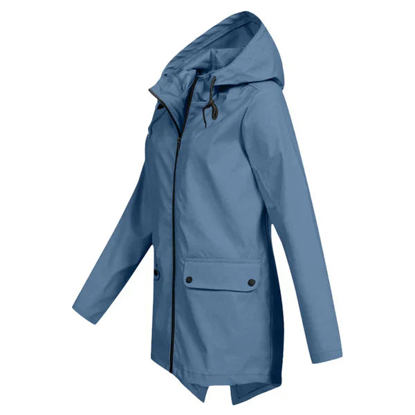 Damen Regenjacke | Leichtgewicht | Kapuze | Reißverschluss | Unifarben-Luzern Mode