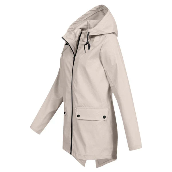 Damen Regenjacke | Leichtgewicht | Kapuze | Reißverschluss | Unifarben-Luzern Mode