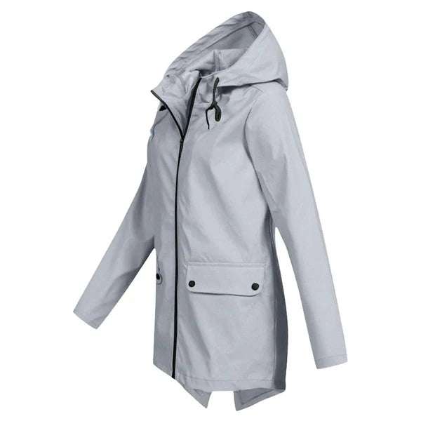 Damen Regenjacke | Leichtgewicht | Kapuze | Reißverschluss | Unifarben-Luzern Mode