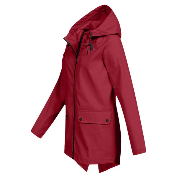 Damen Regenjacke | Leichtgewicht | Kapuze | Reißverschluss | Unifarben-Luzern Mode