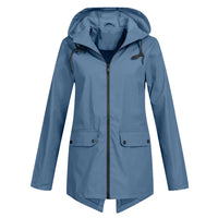 Damen Regenjacke | Leichtgewicht | Kapuze | Reißverschluss | Unifarben-Blau-S-Luzern Mode