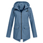 Damen Regenjacke | Leichtgewicht | Kapuze | Reißverschluss | Unifarben-Blau-S-Luzern Mode