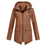 Damen Regenjacke | Leichtgewicht | Kapuze | Reißverschluss | Unifarben-Kaffee-S-Luzern Mode