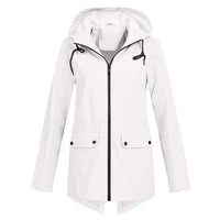 Damen Regenjacke | Leichtgewicht | Kapuze | Reißverschluss | Unifarben-Weiß-S-Luzern Mode