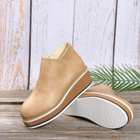 Damen Stiefeletten | Veganes Leder | Plateausohle | Reißverschluss | Einfarbig-Luzern Mode