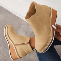 Damen Stiefeletten | Veganes Leder | Plateausohle | Reißverschluss | Einfarbig-Luzern Mode
