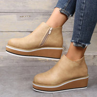 Damen Stiefeletten | Veganes Leder | Plateausohle | Reißverschluss | Einfarbig-Luzern Mode