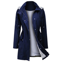 Damen Windjacke mit Kapuze - Leichte Outdoorjacke-Blau-S-Luzern Mode