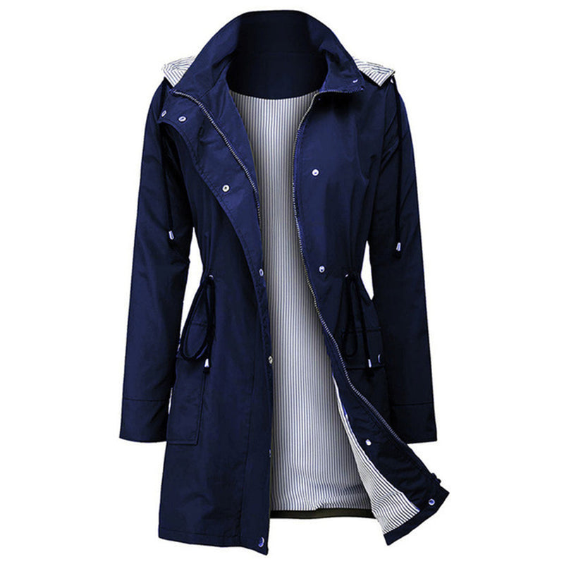 Damen Windjacke mit Kapuze - Leichte Outdoorjacke-Blau-S-Luzern Mode