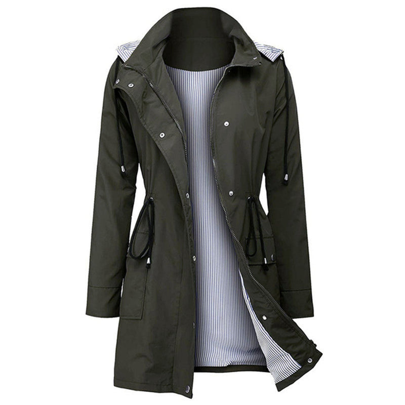 Damen Windjacke mit Kapuze - Leichte Outdoorjacke-Grau-S-Luzern Mode