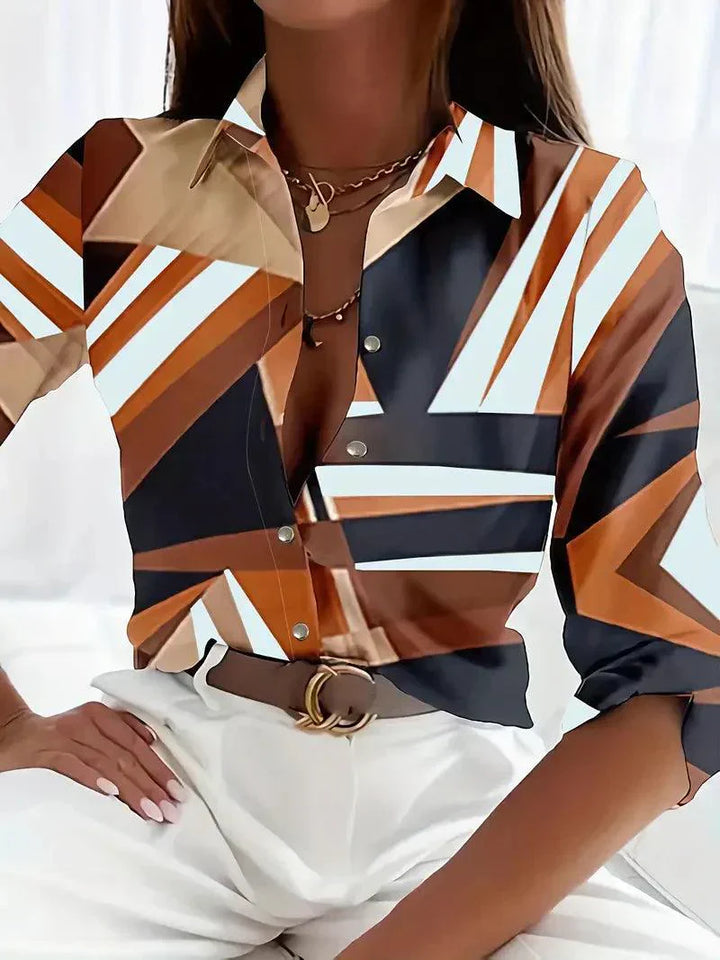 Atmungsaktiver Stoff | abstrakter Allover-Print | lockere Passform | Knopfleiste-Gelb-XS-Luzern Mode