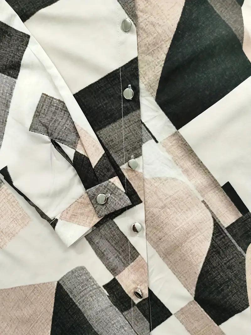 Atmungsaktiver Stoff | abstrakter Allover-Print | lockere Passform | Knopfleiste-Luzern Mode