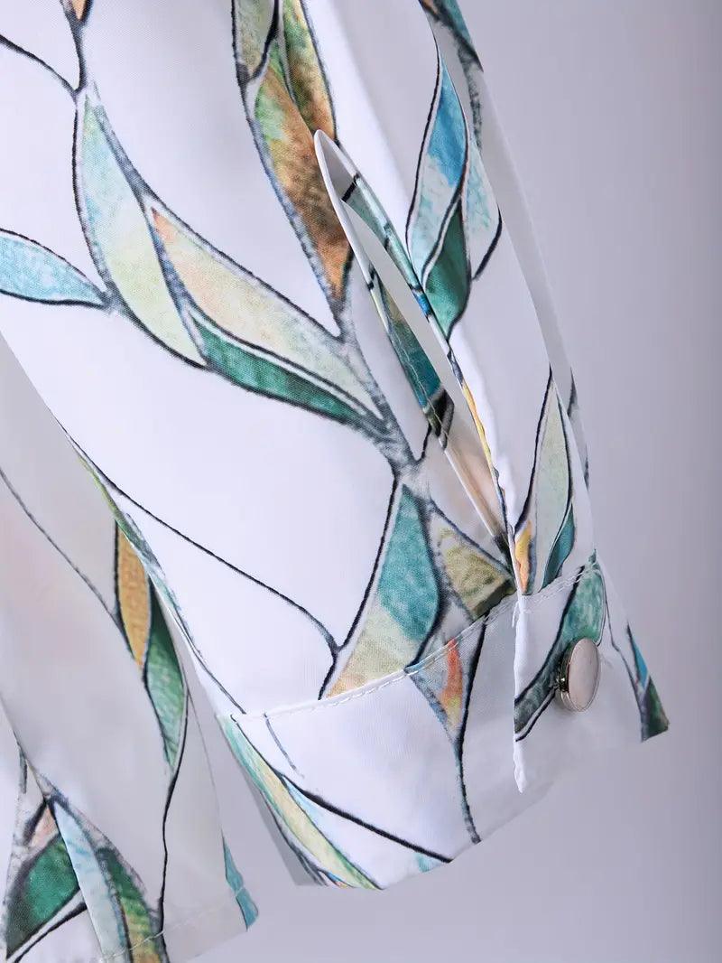 Atmungsaktiver Stoff | abstrakter Allover-Print | lockere Passform | Knopfleiste-Luzern Mode