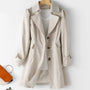 Damenjacke | Stilvoll | Bequem | Langlebig | Einfarbig | Knöpfe | Lang | Trendy-Beige-XS-Luzern Mode