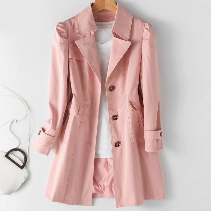 Damenjacke | Stilvoll | Bequem | Langlebig | Einfarbig | Knöpfe | Lang | Trendy-Rosa-XS-Luzern Mode