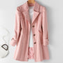 Damenjacke | Stilvoll | Bequem | Langlebig | Einfarbig | Knöpfe | Lang | Trendy-Rosa-XS-Luzern Mode
