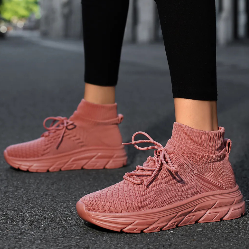 Herren Sneaker für Sport und Freizeit mit Strickdesign-Dunkelrot-35-Luzern Mode