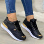 Damen Sneakers | Veganes Leder | Niedrig | Schnürung | Leichtgewicht-Schwarz-35-Luzern Mode