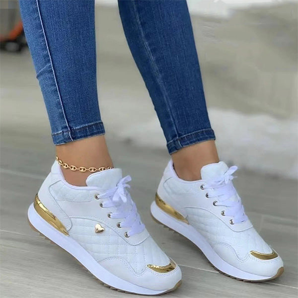 Damen Sneakers | Veganes Leder | Niedrig | Schnürung | Leichtgewicht-Weiß-35-Luzern Mode