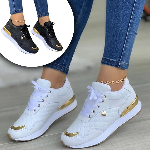 Damen Sneakers | Veganes Leder | Niedrig | Schnürung | Leichtgewicht-Luzern Mode