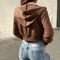 Trendy Damen Cropped Hoodie | Reißverschluss | Sportlich | Figurbetont | Kapuze-Luzern Mode