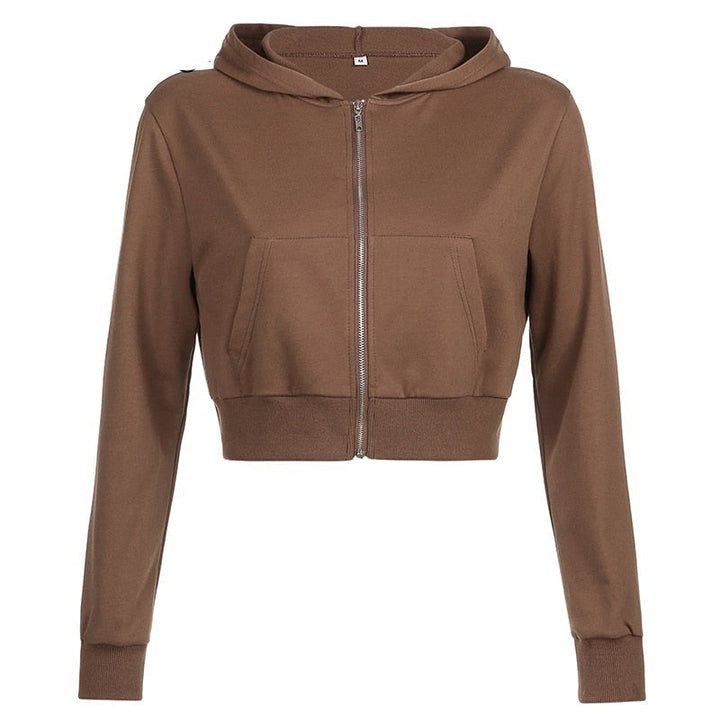 Trendy Damen Cropped Hoodie | Reißverschluss | Sportlich | Figurbetont | Kapuze-Luzern Mode